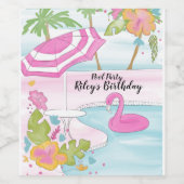 Tropische pool wijn etiket (Enkel label)