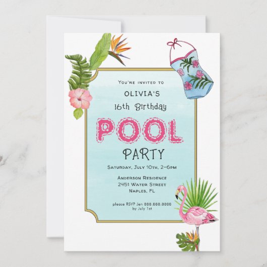 Tropische pool | Zomerfeest Aankondiging (Voorkant)