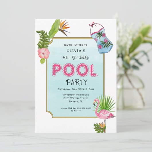 Tropische pool | Zomerfeest Aankondiging (Staand voorkant)
