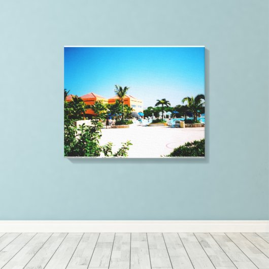 Tropische poolcanvas afdrukken (Insitu (Houten vloer))