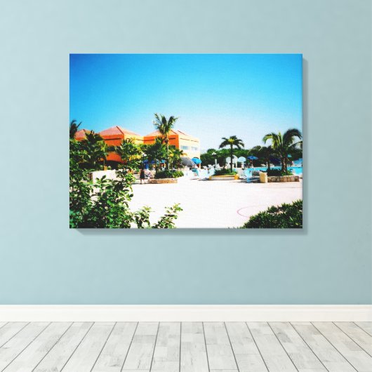 Tropische poolcanvas afdrukken (Insitu (Houten vloer))