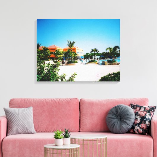 Tropische poolcanvas afdrukken (Insitu (Woonkamer))