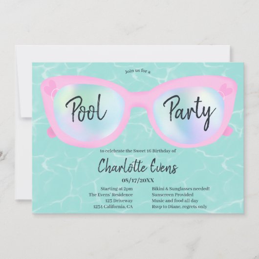 Tropische poolografische bril van een partij Sweet Kaart (Voorkant)