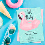 Tropische poolpartij roze flamingo Sweet 16 Kaart<br><div class="desc">Moderne poolpartij met een roze flamingo floater illustratie Sweet 16 op een bewerkbare lichte blauwgroen aqua blauwe waterachtergrond,  kan de kleur worden gewijzigd. Een leuke en coole zomerfeestelijke uitnodiging</div>