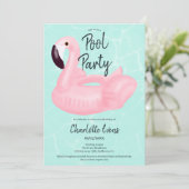 Tropische poolpartij roze flamingo Sweet 16 Kaart (Staand voorkant)