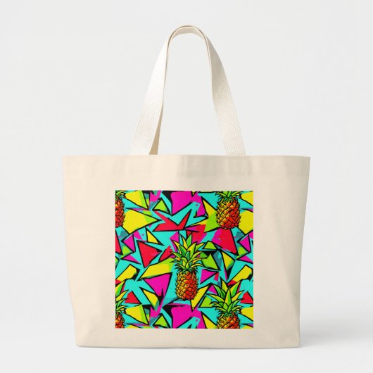 Tropische Pop Ananas Grote Tote Bag (Voorkant)