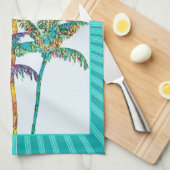 Tropische Pop Art Palm Tree Mozaïek Theedoek (Quarter Fold)