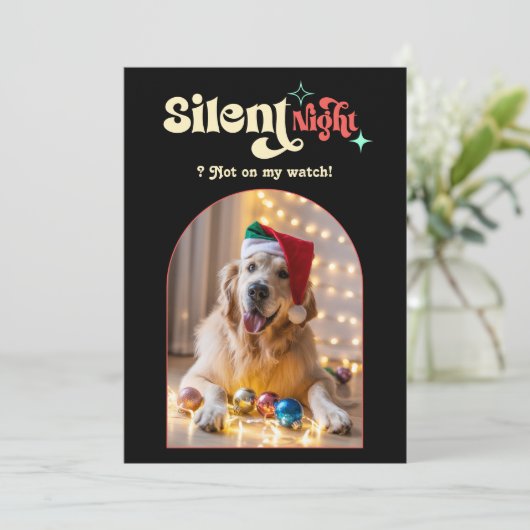 Tropische Pop Grappig Retro Huisdier Hond Kerstfot Feestdagenkaart (Staand voorkant)