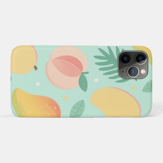 Tropische Pop Hoesje – Pastel Ananas & Mango Print (Achterkant (horizontaal))
