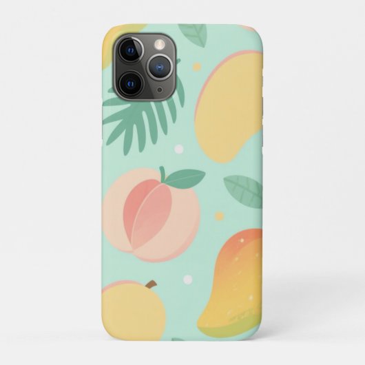 Tropische Pop Hoesje – Pastel Ananas & Mango Print (Achterkant)