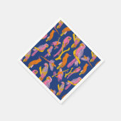 Tropische Pop Papegaaien op Navy Servet (Hoek)