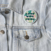 Tropische positieve "Good Vibe Tribe" Flamingo Ronde Button 5,7 Cm (In situ)