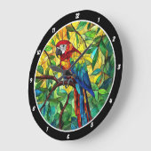 Tropische pracht" - Glas in lood Macaw Grote Klok (Hoek)