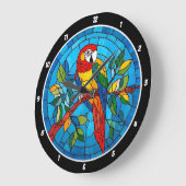 Tropische pracht" - Glas in lood Parrot Wall Grote Klok (Hoek)