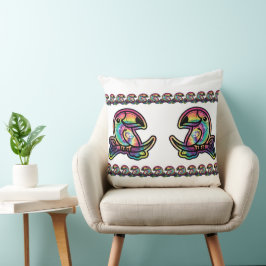 Tropische Pracht: Toekanvogel in Tie Dye Kleuren Kussen