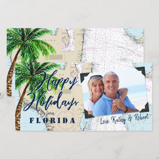 Tropische Prettige feestdagen uit Florida Nautical Feestdagenkaart (Voorkant / Achterkant)