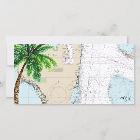 Tropische Prettige feestdagen uit Florida Nautical Feestdagenkaart (Achterkant)