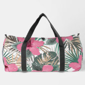 Tropische Print Roze Hibiscus Groot Plunjezak (Achterkant)