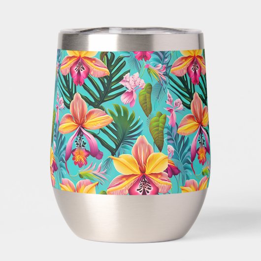 Tropische Print Wijn Tumbler (Achterkant)