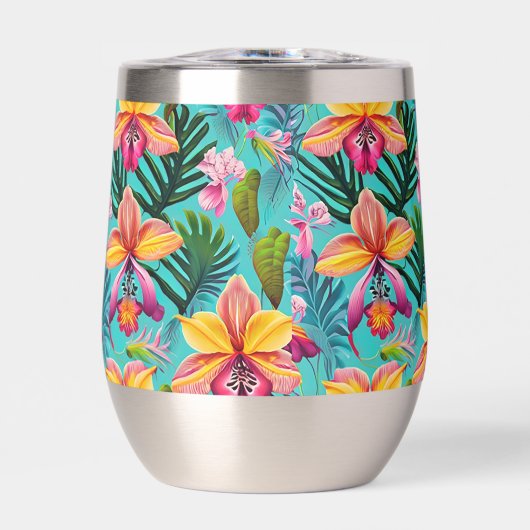 Tropische Print Wijn Tumbler (Voorkant)
