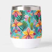 Tropische Print Wijn Tumbler (Achterkant)