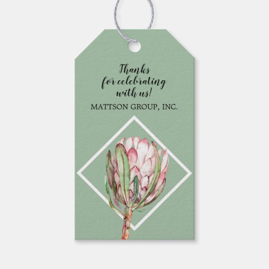 Tropische Protea Floral Cadeaulabel (Voorkant)
