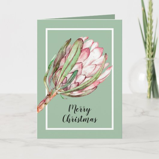 Tropische Protea Kerstmis Feestdagen Kaart (Voorkant)