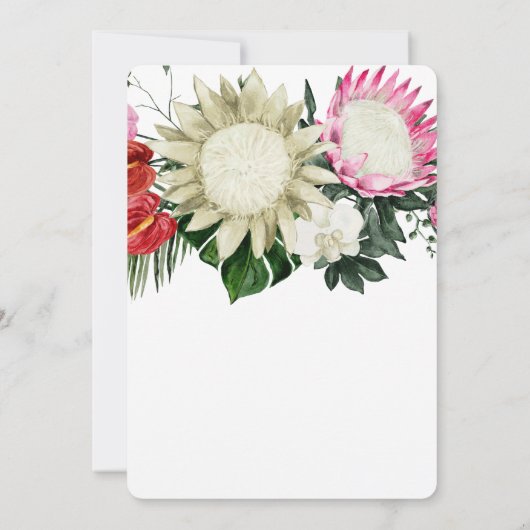 Tropische Protea Monstera Botanische Save The Date (Achterkant)