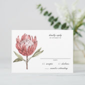 Tropische Protea Palm Leaf Bruiloft RSVP Kaartje (Staand voorkant)