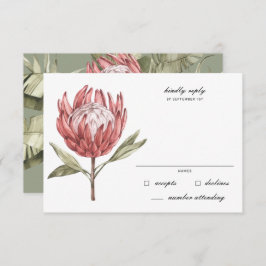 Tropische Protea Palm Leaf Bruiloft RSVP Kaartje