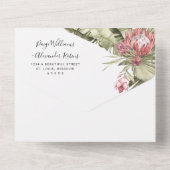 Tropische Protea Palmbladeren  All In One Uitnodiging (Achterkant)