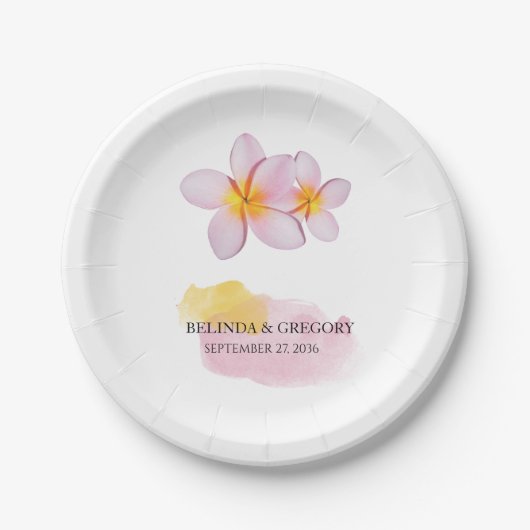 Tropische pruimen rond het huwelijk papieren bordje (Voorkant)