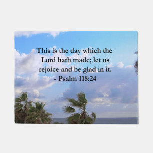 TROPISCHE PSALM 118:24 OCEAAN EN PALMBOMEN DEURMAT