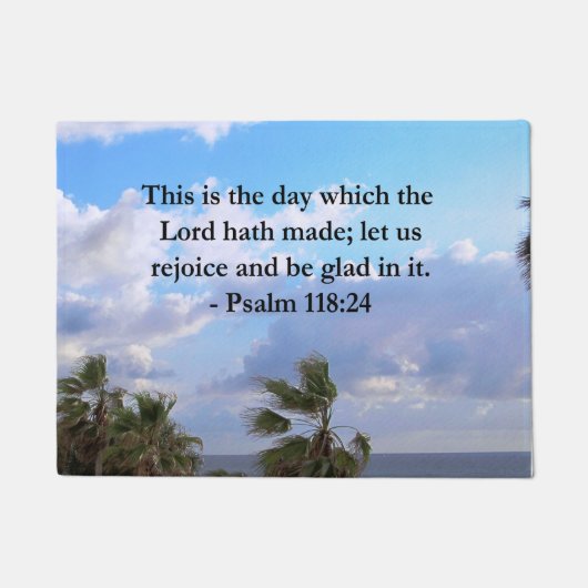 TROPISCHE PSALM 118:24 OCEAAN EN PALMBOMEN DEURMAT (Voorkant)