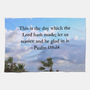 TROPISCHE PSALM 118:24 OCEAAN EN PALMBOMEN THEEDOEK