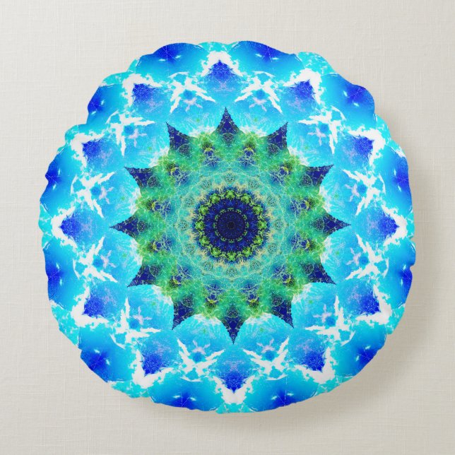 Tropische pulsar Star Mandala Rond Kussen (Voorkant)