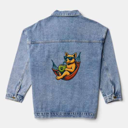 Tropische Pup Vibes Denim Jacket (Achterkant)