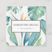Tropische QR-code Visitekaartje – Tropische bloem Informatiekaartje (Voorkant)