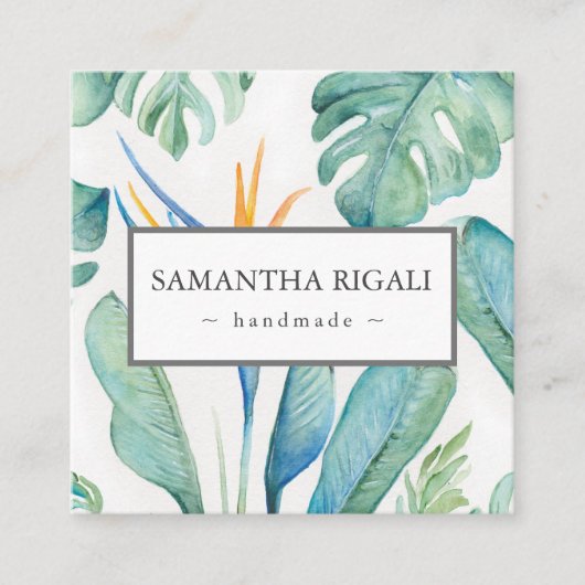 Tropische QR-code Visitekaartje – Tropische bloem Informatiekaartje (Voorkant)