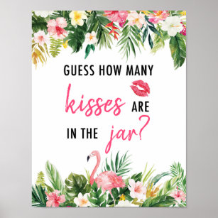 Tropische raad hoeveel Kisses Game Sign Poster