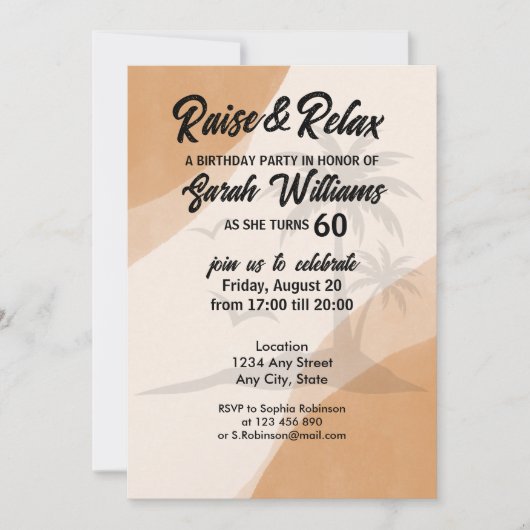 Tropische Raise & Relax 60ste verjaardagsfeest Kaart (Voorkant)