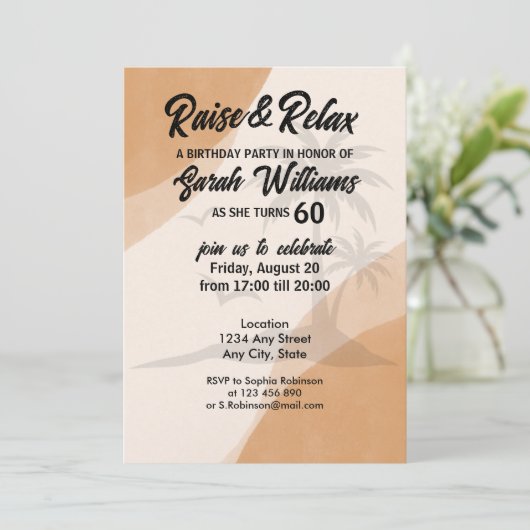 Tropische Raise & Relax 60ste verjaardagsfeest Kaart (Staand voorkant)