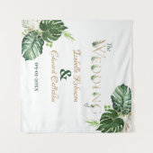 Tropische Receptie Decor Groene Monstera bladeren Wandkleed (Voorkant (horizontaal))