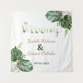 Tropische Receptie Decor Groene Monstera bladeren Wandkleed (Voorkant)