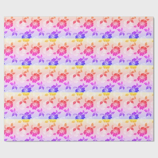 Tropische Regenboog Bloemen Cadeauverpakking Papie Cadeaupapier (Vlak)