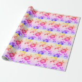 Tropische Regenboog Bloemen Cadeauverpakking Papie Cadeaupapier (Uitgerold)