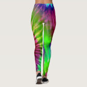 Tropische Regenboog Groene Magenta Starburst Tie D Leggings (Achterkant)