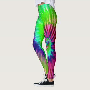 Tropische Regenboog Groene Magenta Starburst Tie D Leggings