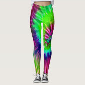 Tropische Regenboog Groene Magenta Starburst Tie D Leggings (Voorkant)