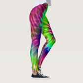 Tropische Regenboog Groene Magenta Starburst Tie D Leggings (Rechts)